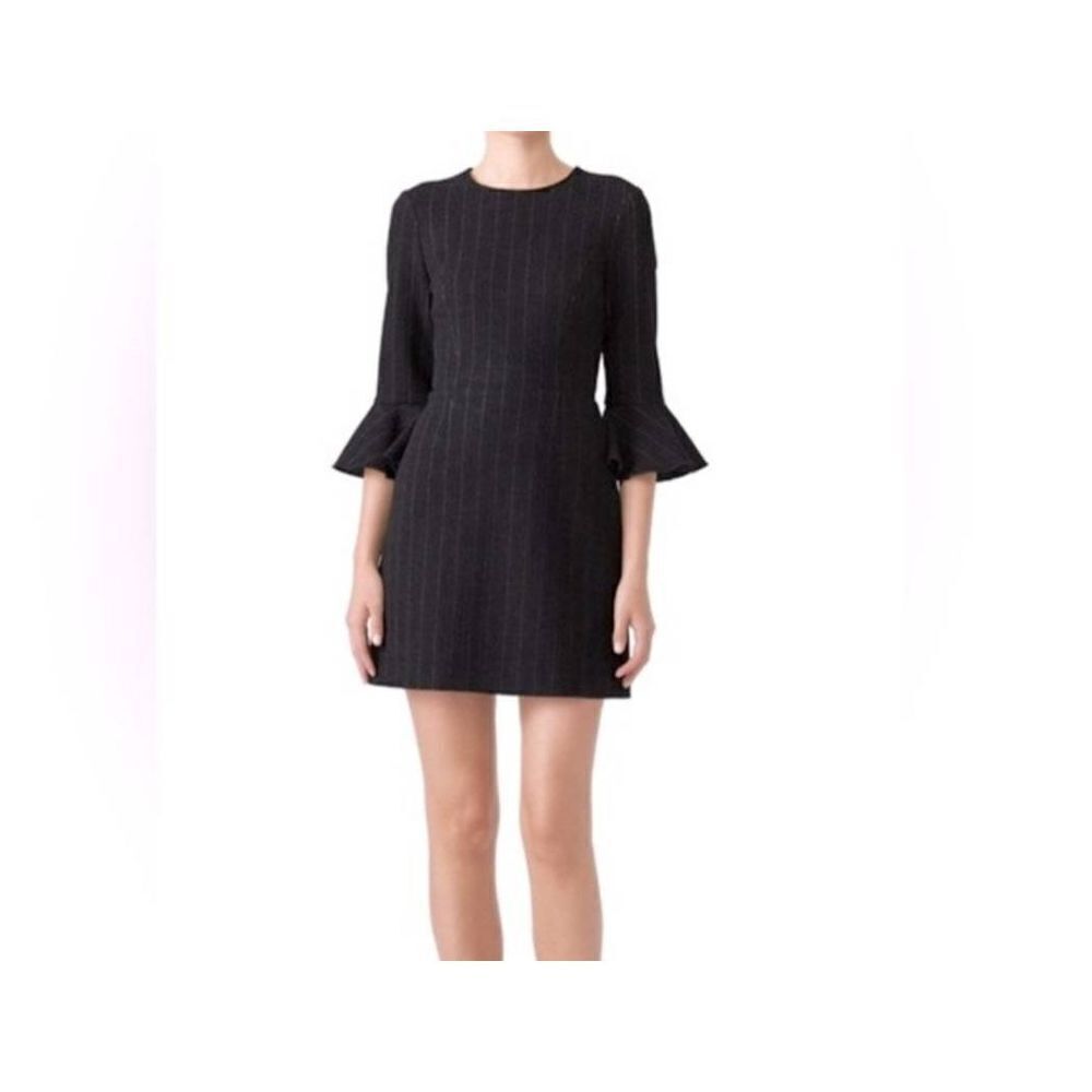 Saylor Black Constance Pinstriped Crewneck  Ruffled Bell Sleevess dress sz Mediu